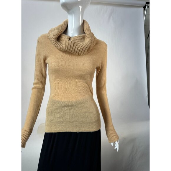 Vintage Camel Knit Cowl Neck Sweater Size Large Small Blemish - Picture 13 of 16